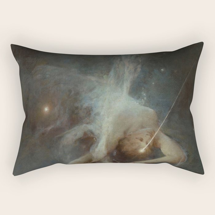 Celestial Dreamscape Woman Floating Among Stars Rectangular Pillow Gallery Image 2