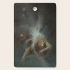 Celestial Dreamscape Woman Floating Among Stars Cutting Board Gallery Image 1