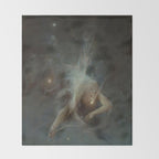 Celestial Dreamscape Woman Floating Among Stars Throw Blanket Gallery Image 2
