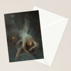Celestial Dreamscape Woman Floating Among Stars Stationery Card Gallery Image 2