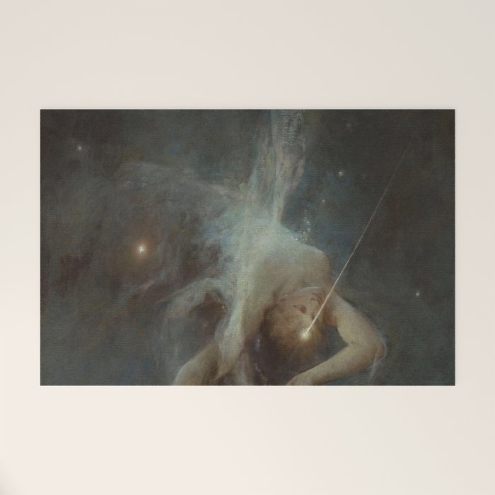 Celestial Dreamscape Woman Floating Among Stars Welcome Mat Gallery Image 1