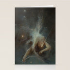 Celestial Dreamscape Woman Floating Among Stars Stationery Card Gallery Image 2