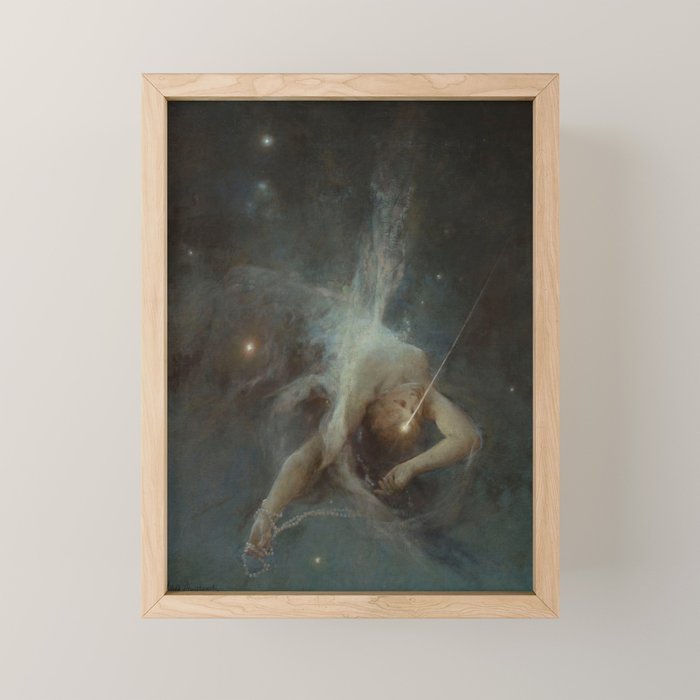 Celestial Dreamscape Woman Floating Among Stars Mini Art Print Gallery Image 1