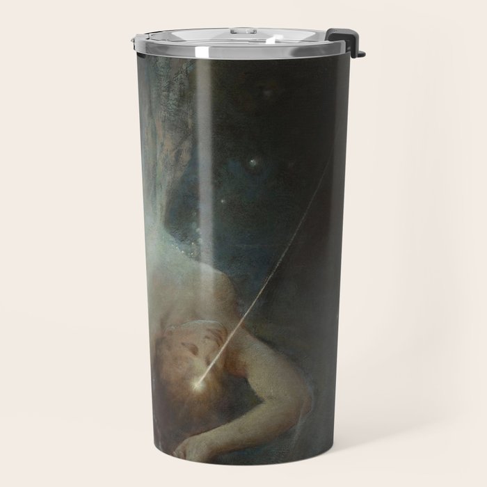 Celestial Dreamscape Woman Floating Among Stars Travel Mug Gallery Image 2