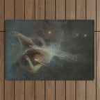 Celestial Dreamscape Woman Floating Among Stars Outdoor Rug Gallery Image 1