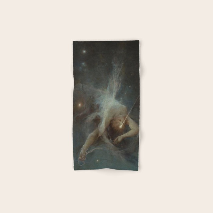 Celestial Dreamscape Woman Floating Among Stars Bath Towel Gallery Image 1