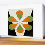 Mid-Century Modern Art 1.4 - Green & Orange Flower Wall Mural Gallery Image 2