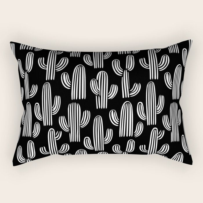 Cactus plant doodle art pattern Rectangular Pillow Gallery Image 1