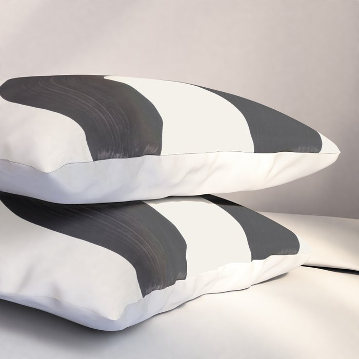Mid Century Modern Minimalist Abstract Art Brush Strokes Black & White Ink Art Tribal Marking Pillow Sham Gallery Image 3