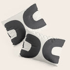 Mid Century Modern Minimalist Abstract Art Brush Strokes Black & White Ink Art Tribal Marking Pillow Sham Gallery Image 3
