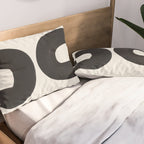 Mid Century Modern Minimalist Abstract Art Brush Strokes Black & White Ink Art Tribal Marking Pillow Sham Gallery Image 2