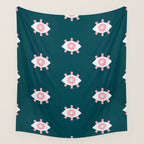 Evil Eye Dots - Teal & Pink Wall Tapestry Gallery Image 4