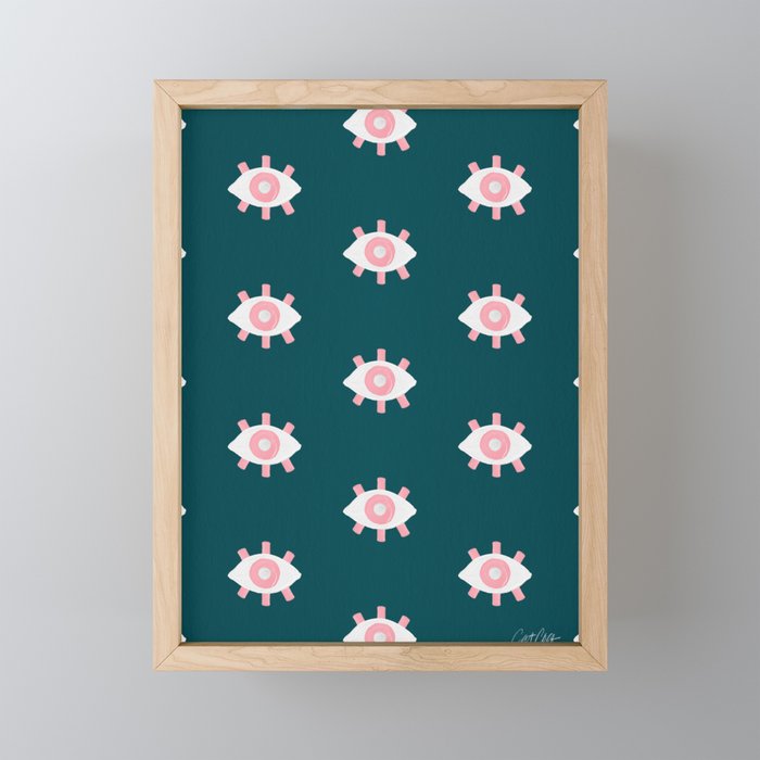 Evil Eye Dots - Teal & Pink Mini Art Print Gallery Image 1