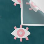 Evil Eye Dots - Teal & Pink Wall Tapestry Gallery Image 3