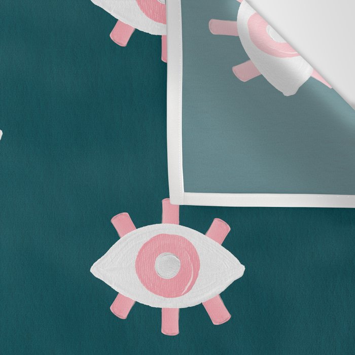 Evil Eye Dots - Teal & Pink Wall Tapestry Gallery Image 3