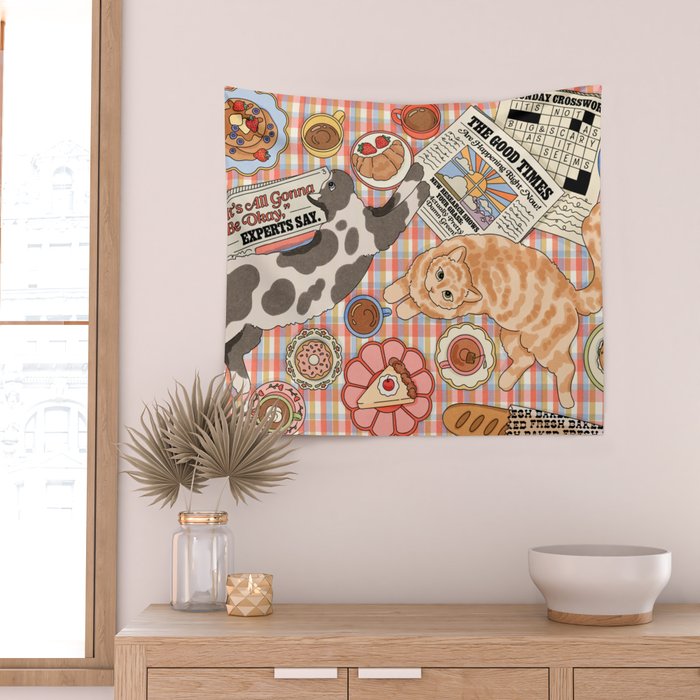 Breakfast With Cats Wall Tapestry Gallery Image 2