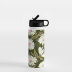 Drippy Daisy Dreamscape - Pink on Olive Water Bottle Gallery Image 1