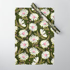Drippy Daisy Dreamscape - Pink on Olive Wrapping Paper Gallery Image 1