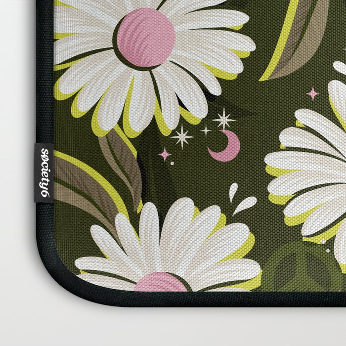 Drippy Daisy Dreamscape - Pink on Olive Laptop Sleeve Gallery Image 3