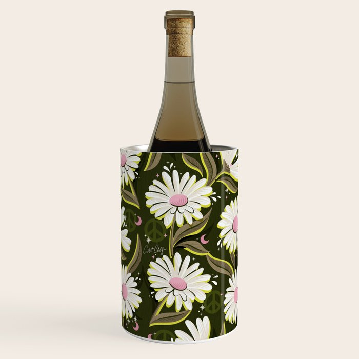 Drippy Daisy Dreamscape - Pink on Olive Wine Chiller Gallery Image 3