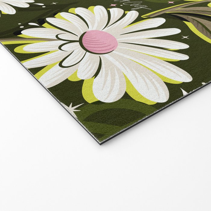 Drippy Daisy Dreamscape - Pink on Olive Welcome Mat Gallery Image 2
