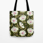 Drippy Daisy Dreamscape - Pink on Olive Tote Bag Gallery Image 1