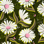 Drippy Daisy Dreamscape - Pink on Olive Coffee Mug Gallery Image 2