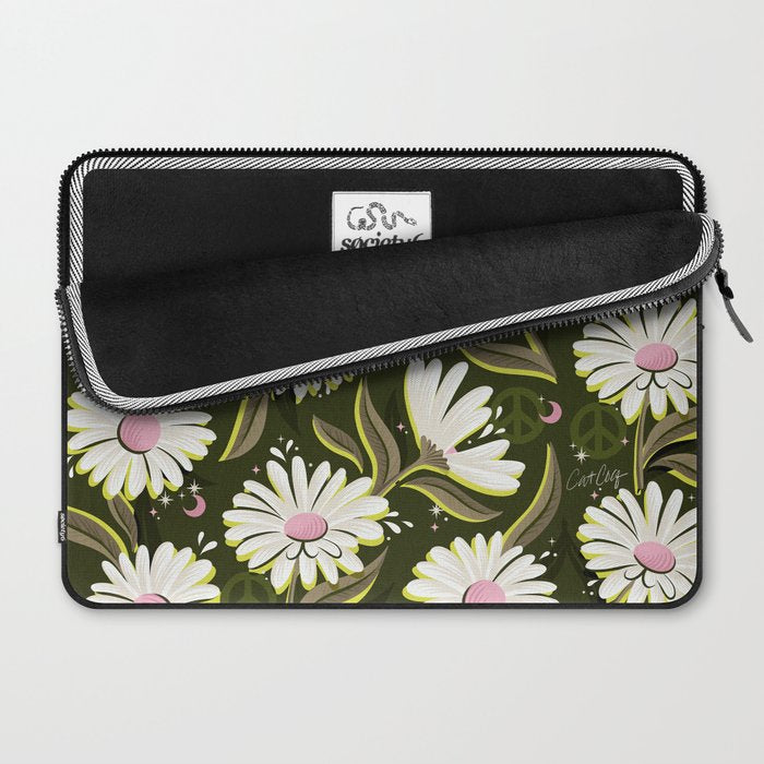 Drippy Daisy Dreamscape - Pink on Olive Laptop Sleeve Gallery Image 2