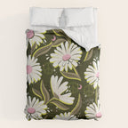 Drippy Daisy Dreamscape - Pink on Olive Comforter Gallery Image 6