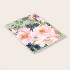 Festive, Floral Watercolor Rose Bouquet, Green and Pink Notebook Gallery Image 3