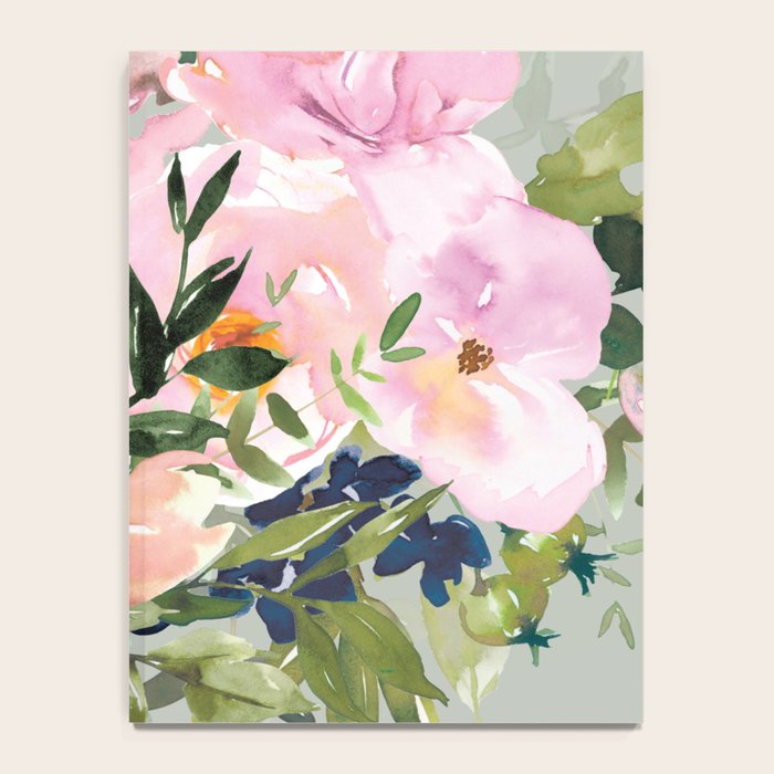 Festive, Floral Watercolor Rose Bouquet, Green and Pink Notebook Gallery Image 4