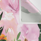 Festive, Floral Watercolor Rose Bouquet, Green and Pink Wall Tapestry Gallery Image 3