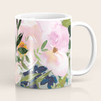 Festive, Floral Watercolor Rose Bouquet, Green and Pink Coffee Mug Gallery Image 1