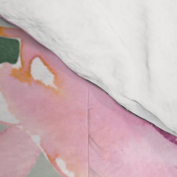 Festive, Floral Watercolor Rose Bouquet, Green and Pink Comforter Gallery Image 4