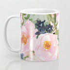 Festive, Floral Watercolor Rose Bouquet, Green and Pink Coffee Mug Gallery Image 3
