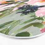 Festive, Floral Watercolor Rose Bouquet, Green and Pink Bath Mat Gallery Image 3