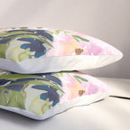 Festive, Floral Watercolor Rose Bouquet, Green and Pink Pillow Sham Gallery Image 3