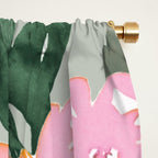 Festive, Floral Watercolor Rose Bouquet, Green and Pink Window Curtain Gallery Image 2