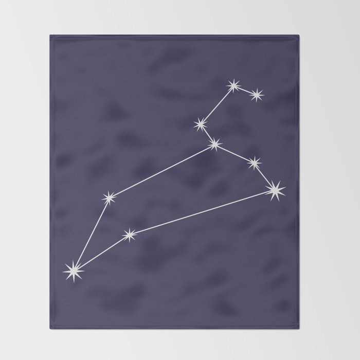 Leo Zodiac Star Constellation Line Art Dark Purple Throw Blanket Gallery Image 2