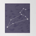 Leo Zodiac Star Constellation Line Art Dark Purple Throw Blanket Gallery Image 2
