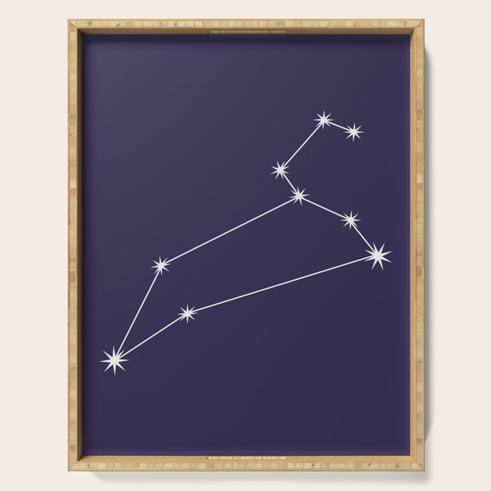 Leo Zodiac Star Constellation Line Art Dark Purple Serving Tray Gallery Image 1