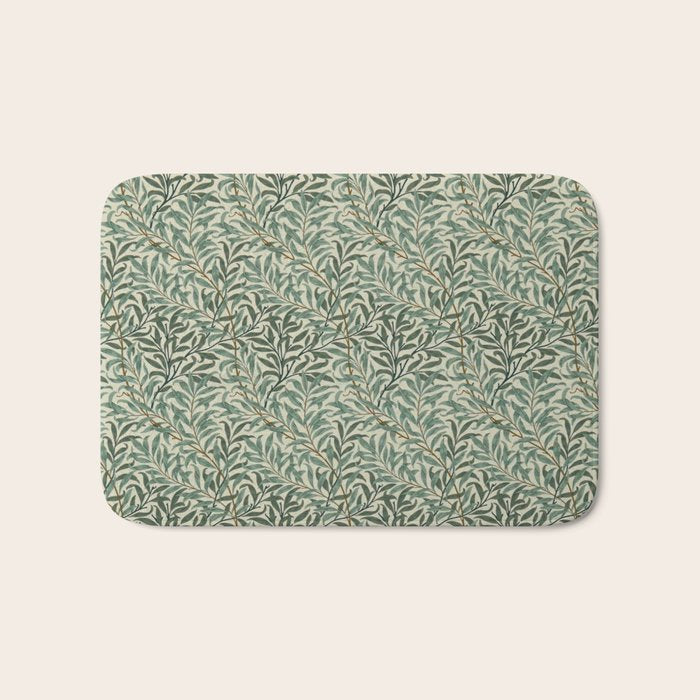 William Morris Willow Bough Cream Green Bath Mat Gallery Image 1