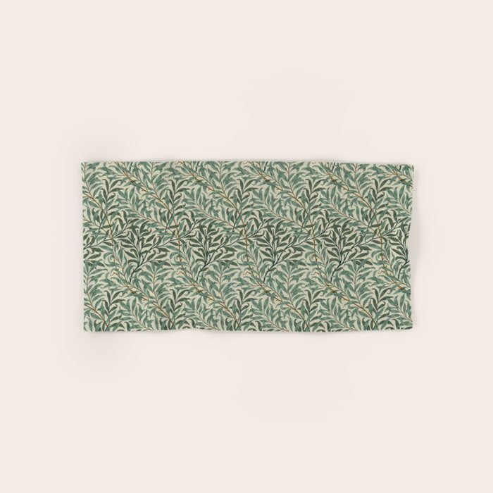 William Morris Willow Bough Cream Green Bath Towel Gallery Image 1