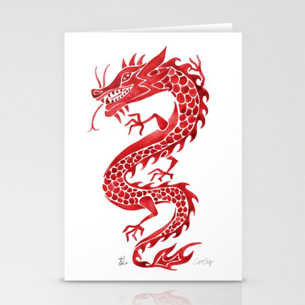 Chinese Dragon - Crimson Palette Stationery Card Gallery Image 2