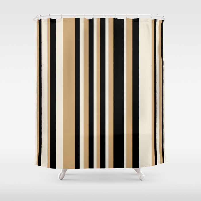 Classic Stripes VII - Neutral Vintage Shower Curtain Gallery Image 1