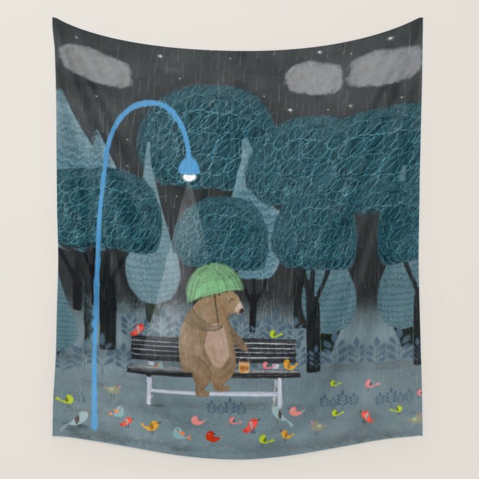 feeding the birds Wall Tapestry Gallery Image 4
