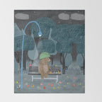 feeding the birds Throw Blanket Gallery Image 2