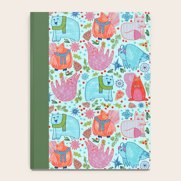 Winter Forest Woodland Animals in Arctic Blue Notebook Gallery Image 4