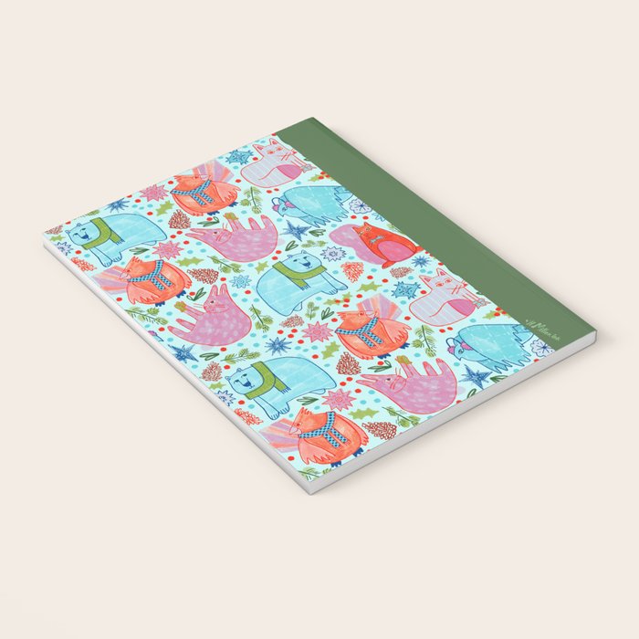 Winter Forest Woodland Animals in Arctic Blue Notebook Gallery Image 3