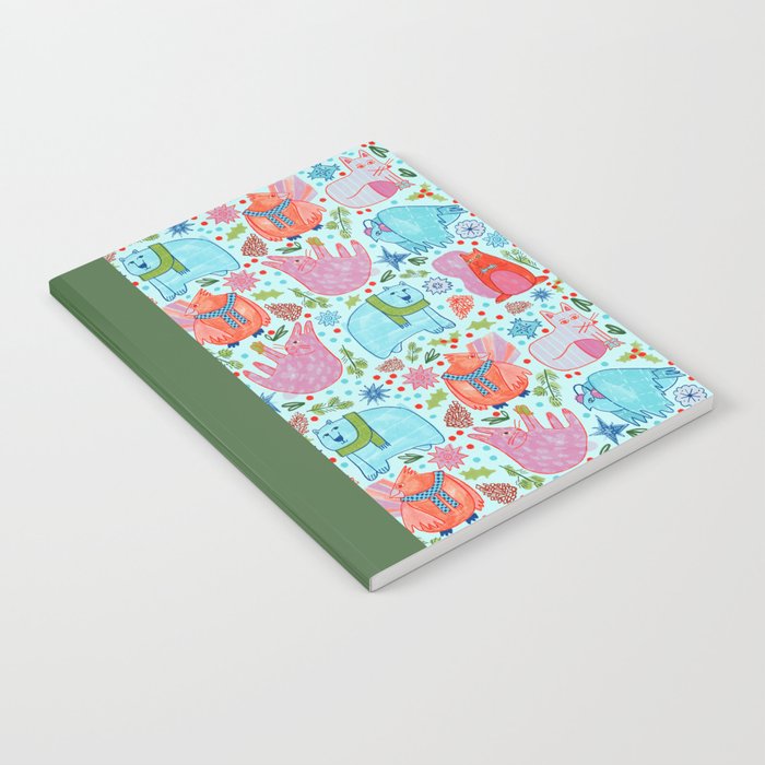 Winter Forest Woodland Animals in Arctic Blue Notebook Gallery Image 1